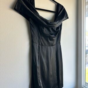 Reformation Silk Black Off-Shoulder Dress